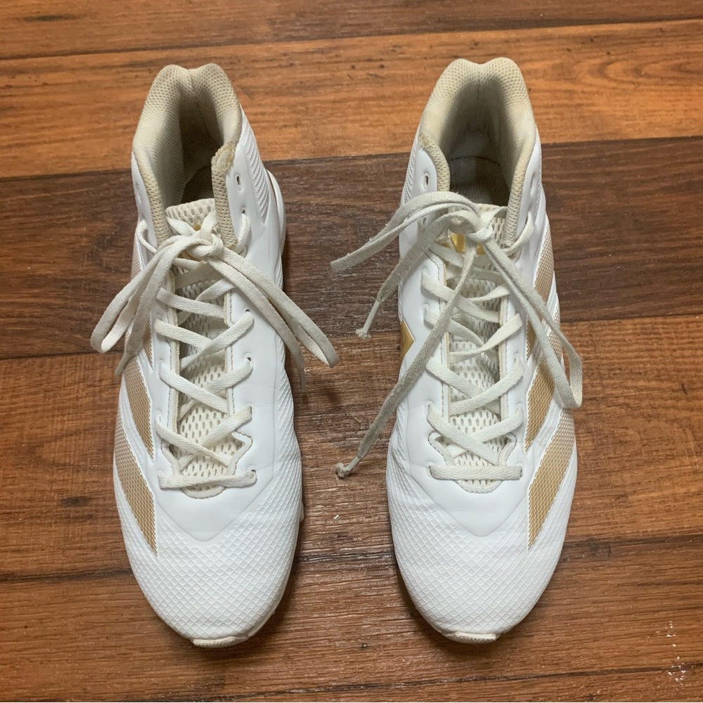 Adidas Men's Adizero Impact.2 American Football Cleats White/Gold Metallic 9.5 - Picture 2 of 9